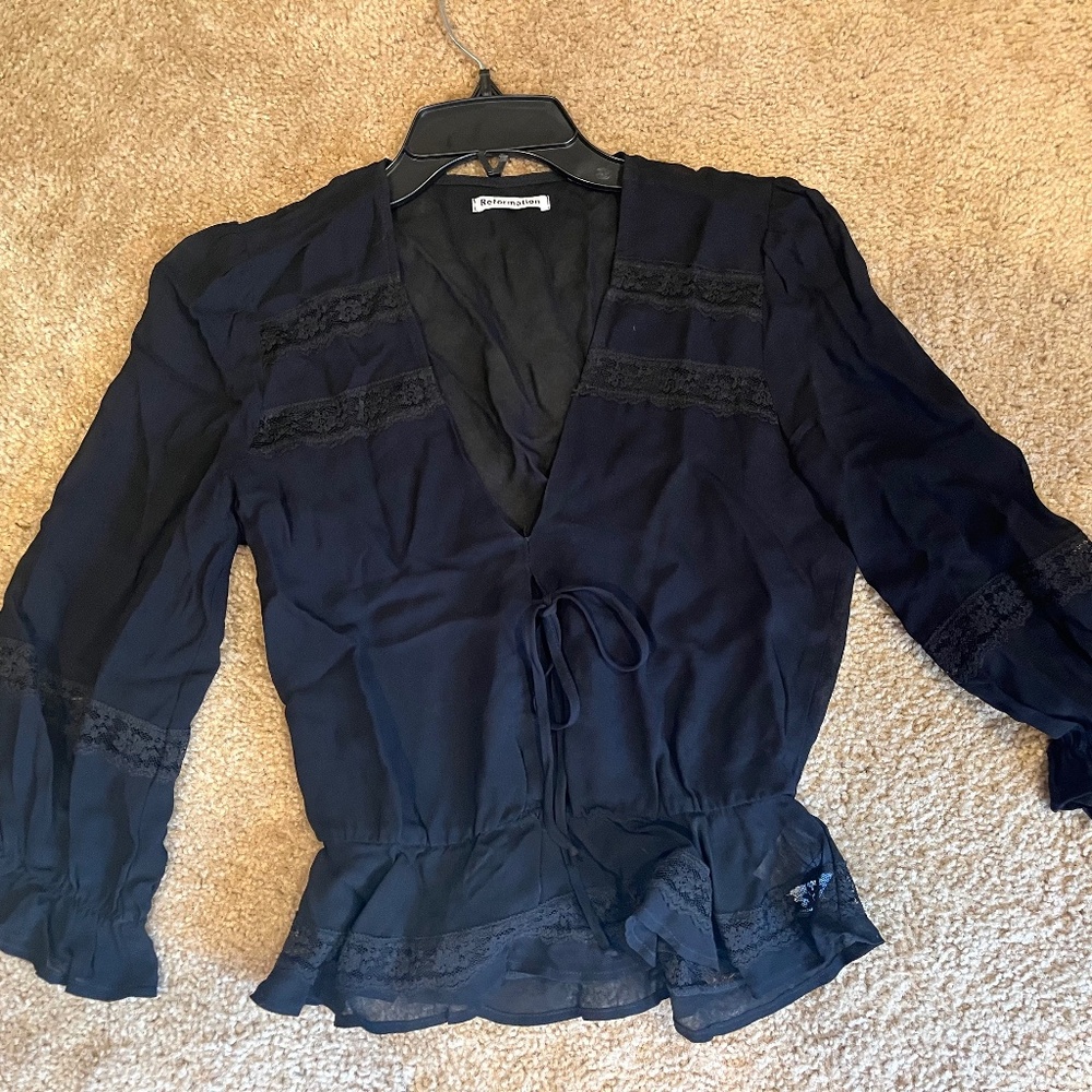 Reformation sheer black top